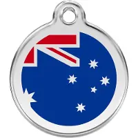 Red Dingo Australian Flag Navy roestvrijstalen hondenpenning small/klein dia. 2 cm