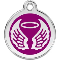 Red Dingo Angel Wings Purple roestvrijstalen hondenpenning large/groot dia. 3,8 cm