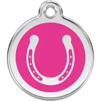 Red Dingo Horse Shoe Hot Pink roestvrijstalen hondenpenning small/klein dia. 2 cm