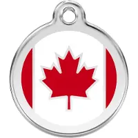 Red Dingo Canadian Flag Red roestvrijstalen hondenpenning large/groot dia. 3,8 cm