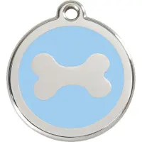 Red Dingo Bone Light Blue roestvrijstalen hondenpenning medium/gemiddeld dia. 3 cm