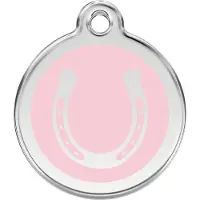 Red Dingo Horse Shoe Pink roestvrijstalen hondenpenning small/klein dia. 2 cm
