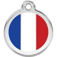 Red Dingo French Flag roestvrijstalen hondenpenning large/groot dia. 3,8 cm