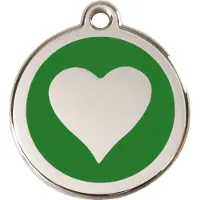 Red Dingo Heart Green roestvrijstalen hondenpenning medium/gemiddeld dia. 3 cm