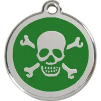 Red Dingo Cross Bone Green roestvrijstalen hondenpenning large/groot dia. 3,8 cm