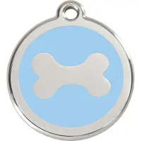 Red Dingo Bone Light Blue roestvrijstalen hondenpenning small/klein dia. 2 cm