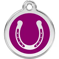 Red Dingo Horse Shoe Purple roestvrijstalen hondenpenning small/klein dia. 2 cm