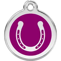 Red Dingo Horse Shoe Purple roestvrijstalen hondenpenning large/groot dia. 3,8 cm