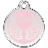Red Dingo Angel Wings Pink roestvrijstalen hondenpenning medium/gemiddeld dia. 3 cm