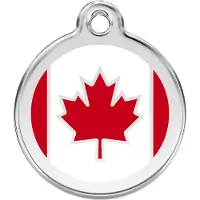 Red Dingo Canadian Flag Red roestvrijstalen hondenpenning small/klein dia. 2 cm