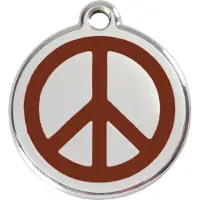 Red Dingo Peace Brown roestvrijstalen hondenpenning medium/gemiddeld dia. 3 cm
