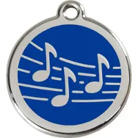 Red Dingo Music Navy roestvrijstalen hondenpenning medium/gemiddeld dia. 3 cm