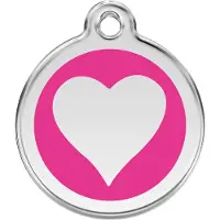 Red Dingo Heart Hot Pink roestvrijstalen hondenpenning large/groot dia. 3,8 cm