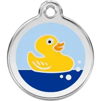 Red Dingo Rubber Duck Light Blue roestvrijstalen hondenpenning small/klein dia. 2 cm