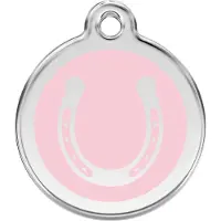 Red Dingo Horse Shoe Pink roestvrijstalen hondenpenning large/groot dia. 3,8 cm