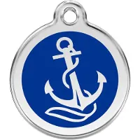 Red Dingo Anchor Navy roestvrijstalen hondenpenning small/klein dia. 2 cm