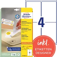 Avery Universele etiketten afneembaar L4733REV-25 A4 Wit 99,1 x 139 mm 30 Vellen à 4 Etiketten