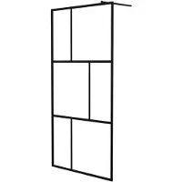 vidaXL Inloopdouchewand 100x195 cm gehard glas zwart