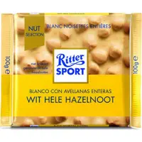 Ritter Sport - Chocolade wit-hele hazelnoot 100gr | 10 stuks