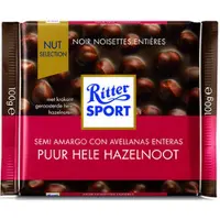 Ritter Sport - Chocolade puur-hele hazelnoot 100gr | 10 stuks