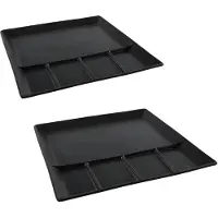 Svenska Living Vakjesbord - 8x stuks - 5-vaks - zwart - bord met vakjes - fonduebord - gourmetbord - 24 cm