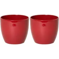 Floran 3x stuks bloempot in kleur glanzend wijnrood - keramiek - kamerplanten - h19 x d22.5 cm- plantenpotten binnen