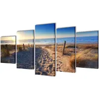 vidaXL Canvas muurdruk set zandstrand 200 x 100 cm