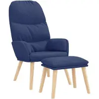 vidaXL Relaxstoel met voetenbank stof blauw