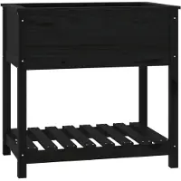 vidaXL Plantenbak met schap 82,5x54x81 cm massief grenenhout zwart