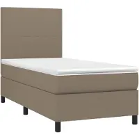 vidaXL Boxspring met matras en LED stof taupe 80x200 cm