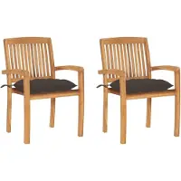 vidaXL Tuinstoelen 2 st met taupe kussens massief teakhout
