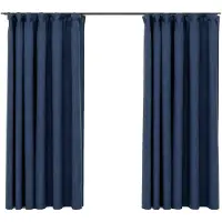 vidaXL Gordijnen linnen-look verduisterend haken 2 st 140x175 cm blauw