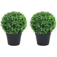 vidaXL Kunstplanten met pot 2 st buxus bolvorming 32 cm groen