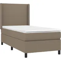 vidaXL Boxspringbed met matras en LED-verlichting, taupekleurig, 90x200 cm, gestoffeerd