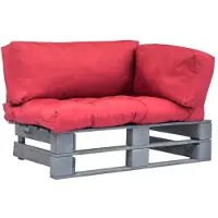 DKD Home Decor Tuinbank pallet met rode kussens grenenhout