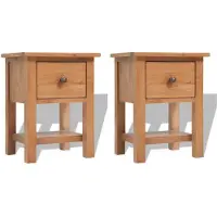 vidaXL Nachtkastjes 2 st 36x30x47 cm massief eikenhout