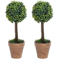vidaXL Kunstplanten met pot 2 st buxus bolvorming 41 cm groen