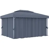 vidaXL Prieel met gordijn 4x3 m aluminium antraciet