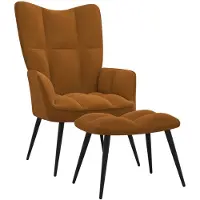vidaXL Relaxstoel met voetenbank fluweel bruin