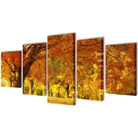 vidaXL Canvas muurdruk print set esdoorn 200 x 100 cm