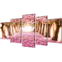 vidaXL Canvas muurdruk print set kersenbloesem 100 x 50 cm