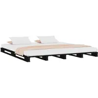 vidaXL Palletbed massief grenenhout zwart 120x190 cm