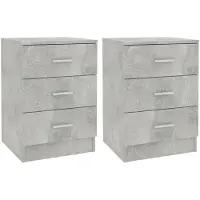 vidaXL Nachtkastjes 2 st 38x35x56 cm bewerkt hout betongrijs