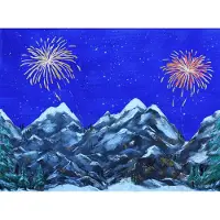 My Village Achtergrond Canvas LED Vuurwerk 76X56 cm kerst