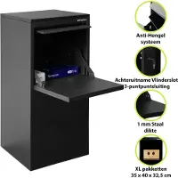 Logixbox Pakketbrievenbus Logixbox Frontbox DeLuxe Uni achteruitname - grijs