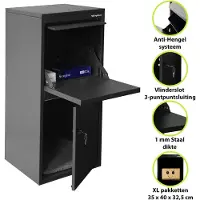 Logixbox Pakketbrievenbus Logixbox Frontbox DeLuxe Uni - grijs