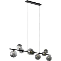 Freelight Hanglamp Calcio 9 lichts L 125 cm excl. 9x G9 LED rook glas zwart