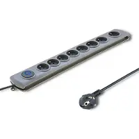 Qoltec Serie - Overspanningsbeveiliging Stekkerdoos - 8 Stopcontacten - 3m - Grijs