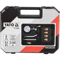 YATO Compressietester Set voor Benzinemotoren - 8-Delig - Drukmeter 0-300 PSI / 0-2 MPa - Met M10, M12, M14 & M18 Messing Adapters, Drukpijpen & Flexibele Slang 50 cm - Motordiagnose Tester in Koffer