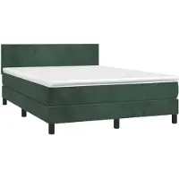vidaXL Boxspring met matras fluweel donkergroen 140x200 cm
